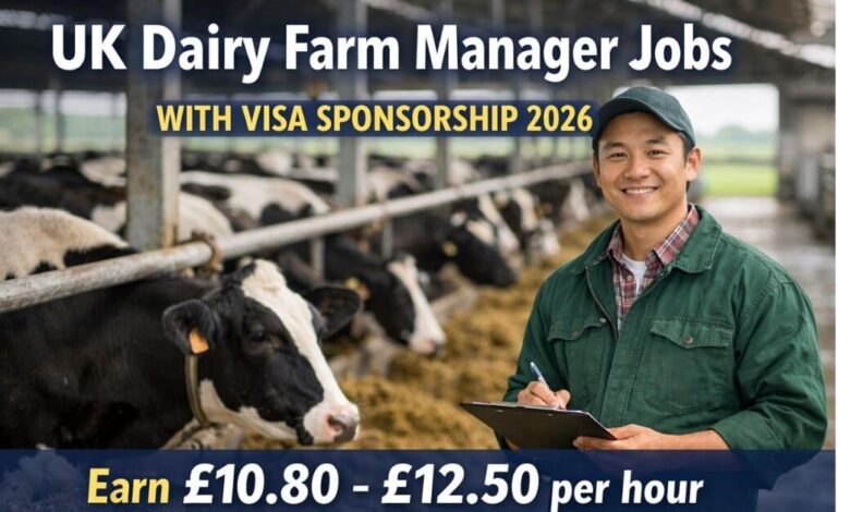 UK Dairy Farm Manager Jobs with Visa Sponsorship